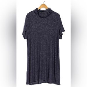 New Bobeau Anthropologie Cowl Neck Dress with Face Cover Navy 1X Plus